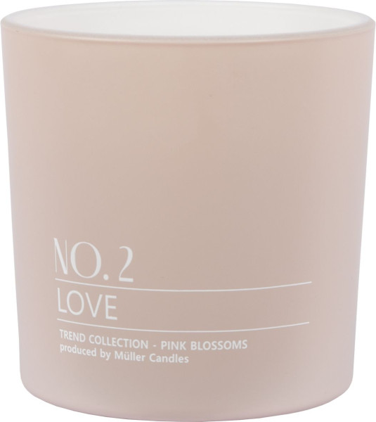 2-Docht-Duftglas LOVE in rosa aus Wachs
