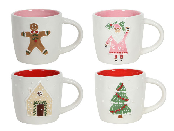 Henkelbecher X-MAS in weiß aus Steinzeug