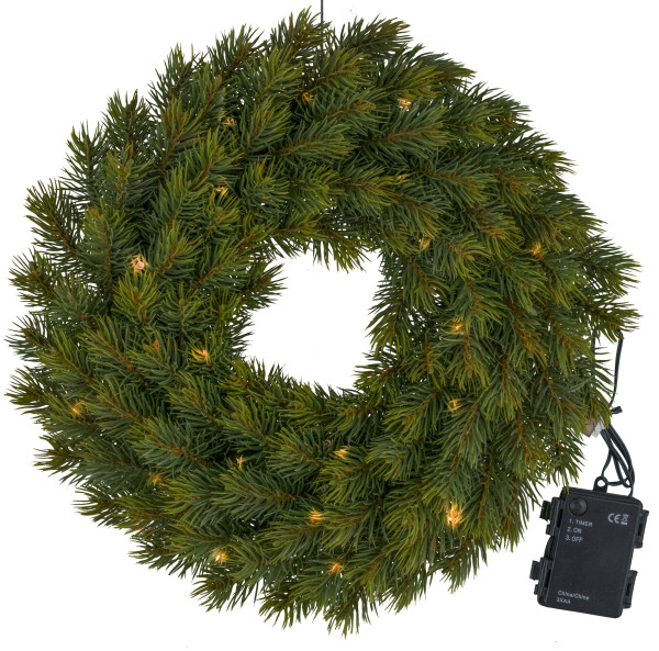 Tannenkranz LED in grün aus Kunststoff