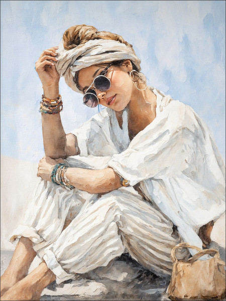 Keilrahmenbild GIRL BEACH in mehrfarbig aus Holz