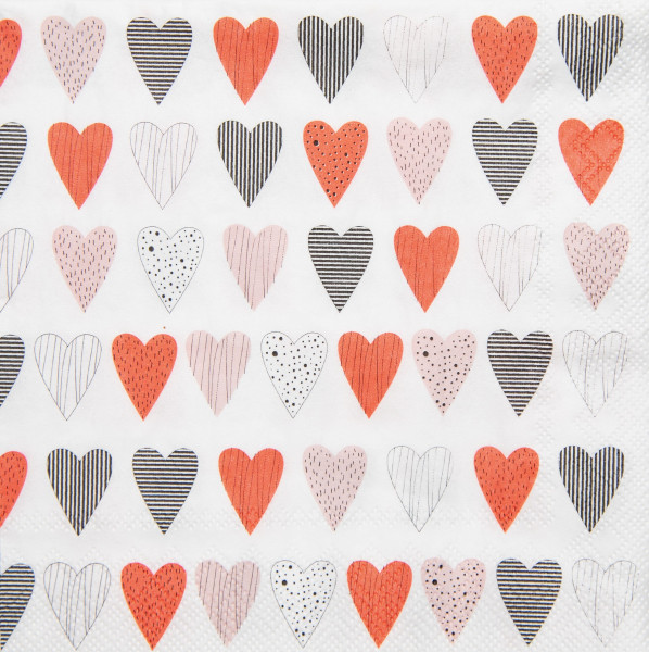 Servietten HERZEN in mehrfarbig aus Papier