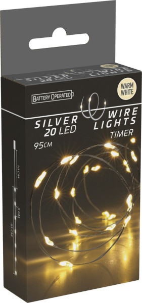 Lichterkette DRAHT 20 LED in silberfarben aus Kunststoff