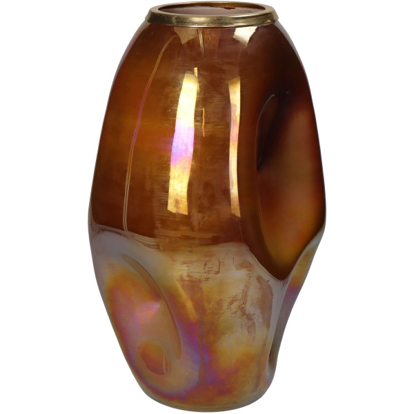 Vase DENT hellbraun in braun aus Glas