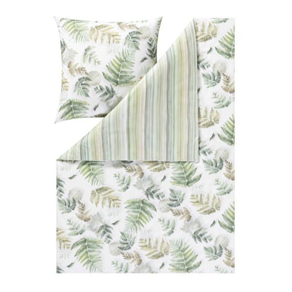 Bettwäsche FERN LEAVES in grün aus Baumwolle