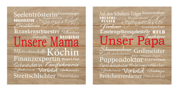 Bild MAMA & PAPA (BH 24x24 cm)