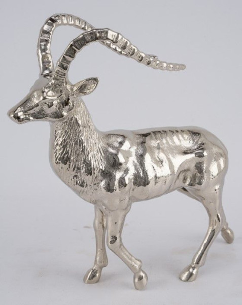 Gamsbock in silberfarben aus Aluminium
