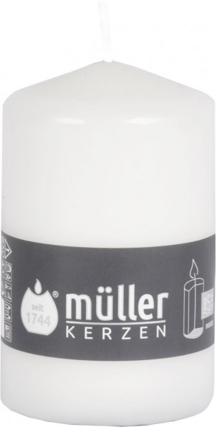 Stumpenkerze WHITE in weiß aus Wachs