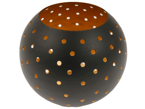 Windlicht DOTS in schwarz aus Eisen