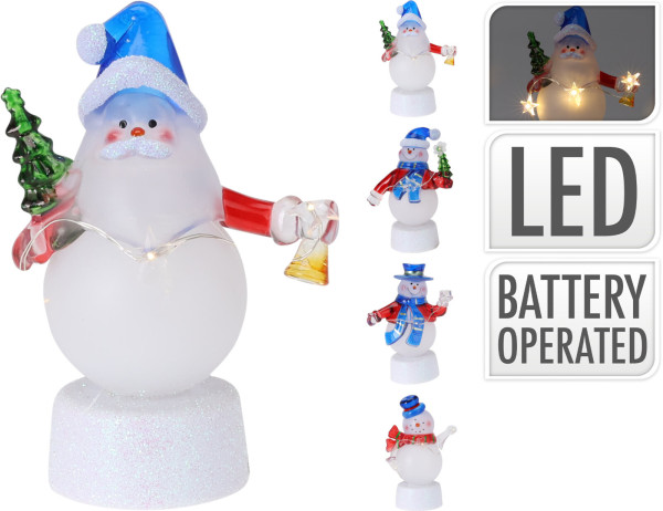 Dekoobjekt LED SCHNEEMANN in mehrfarbig aus Materialmix