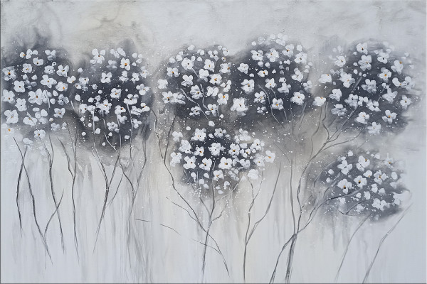 Originalbild FLOWERS in grau aus Holz