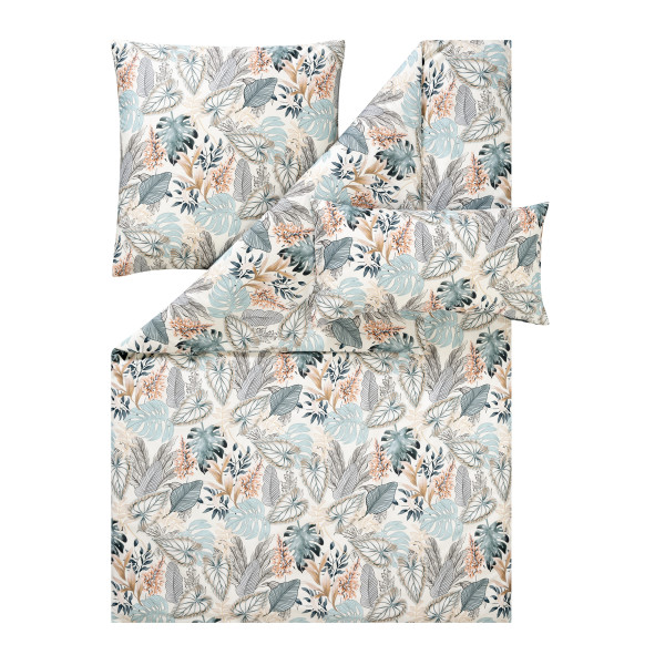 Bettwäsche LIANE Mako-Satin in azurblau aus Baumwolle