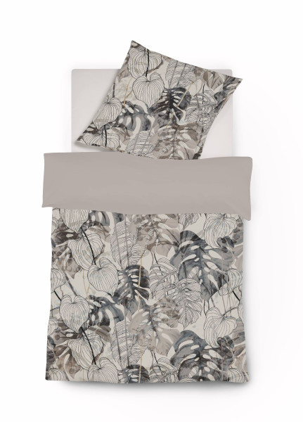 Bettwäsche Mako-Satin in grau aus Baumwolle