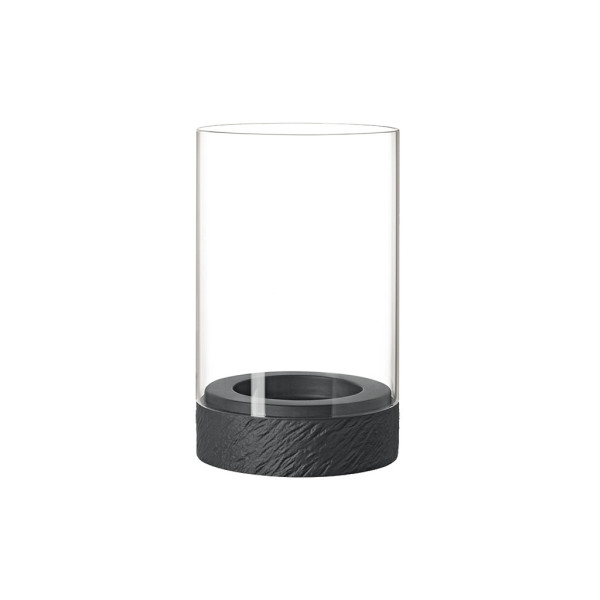 Windlicht M in schwarz aus Glas