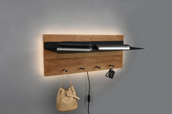 Wandgarderobe LED SAMANTHA in braun aus Holz