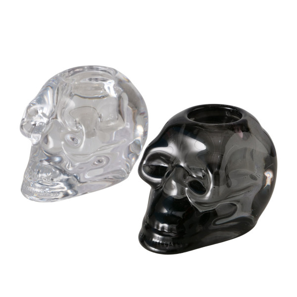 Windlicht SKULL in mehrfarbig aus Glas