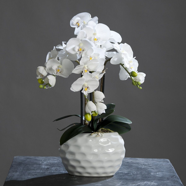 Kunstblume Orchidee in weiß aus Kunststoff