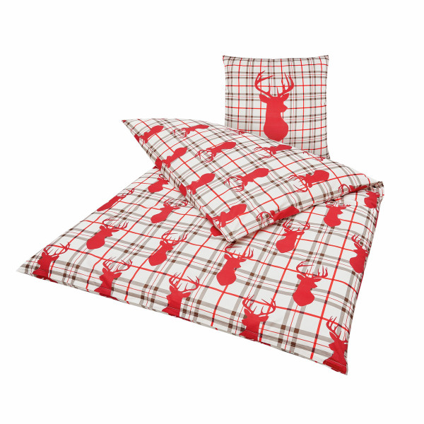 Bettwäsche KITZBÜHL Renforcé in rot aus Materialmix