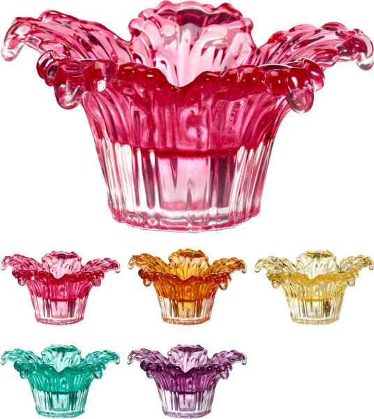 Kerzenhalter FIORE in mehrfarbig aus Glas