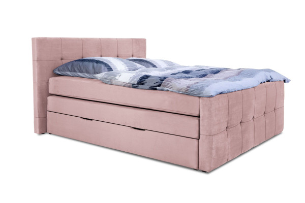 Boxspringbett ANIELA in hellgrau aus Stoff