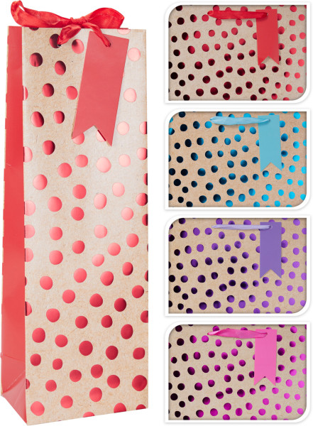 Geschenktasche Flasche DOTS in mehrfarbig aus Papier