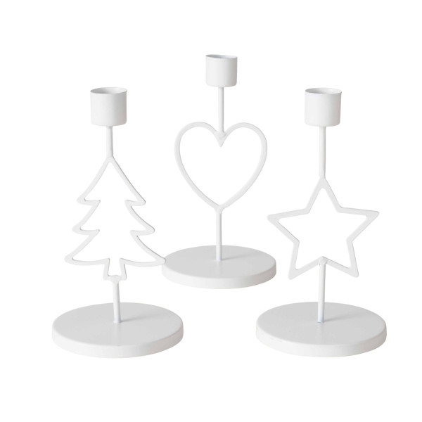 Kerzenleuchter MOMI in weiß aus Eisen