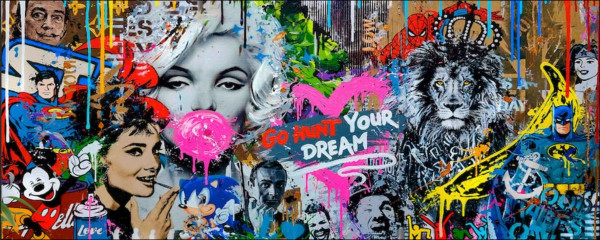 Glasbild GRAFFITI MARYLIN in mehrfarbig aus Glas