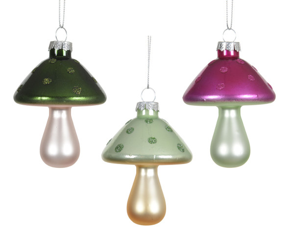 Weihnachtskugel PILZ in mehrfarbig aus Glas