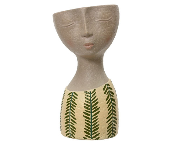 Übertopf LADY in grün aus Polyresin