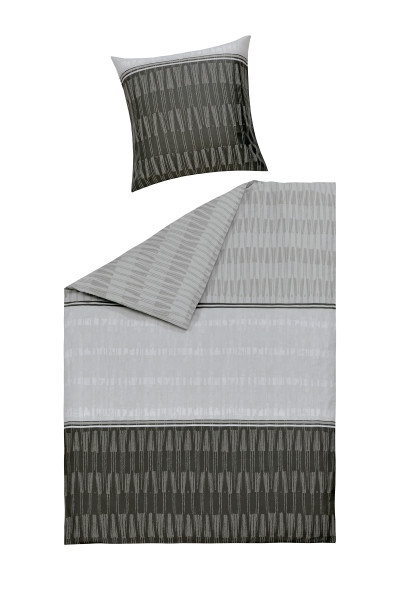 Bettwäsche GRETA Satin in grau aus Baumwolle