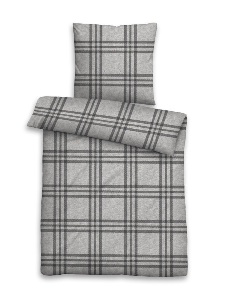 Bettwäsche Flanell in grau aus Baumwolle