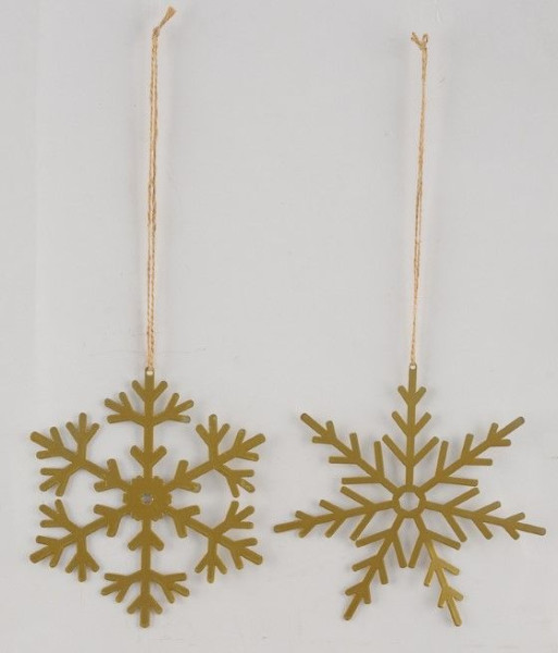 Christbaumschmuck Hänger Schneeflocke in goldfarben aus Metall