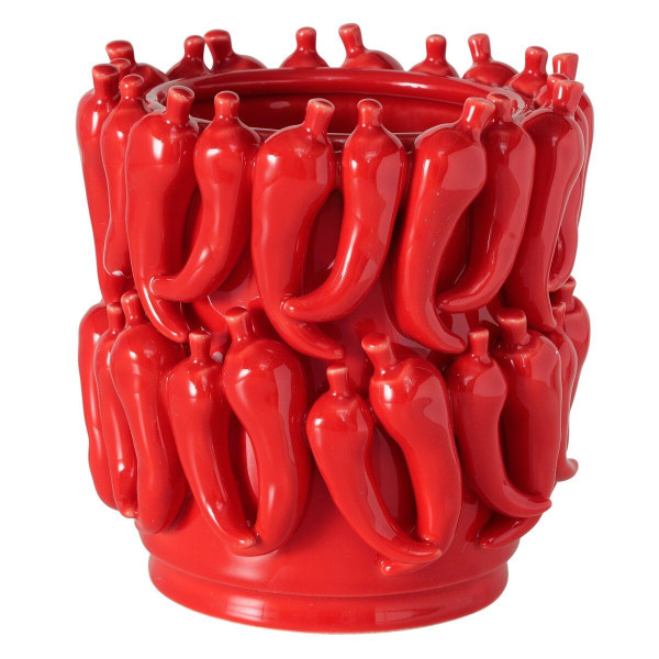 Übertopf PEPERONI in rot aus Porzellan