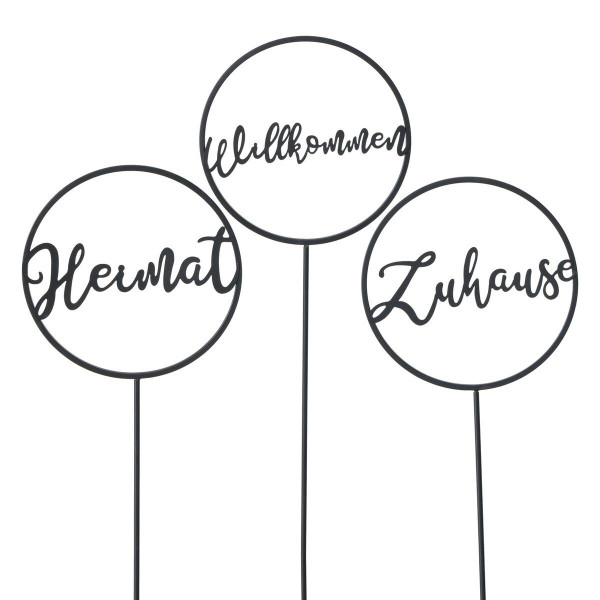 Gartenstecker HEIMAT in schwarz aus Eisen