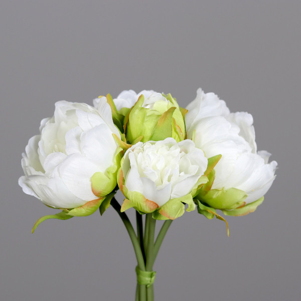 Kunstblume Päonien-Bouquet in creme aus Kunststoff