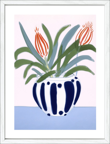 Gerahmtes Bild STRIPED VASE in mehrfarbig aus Glas satiniert