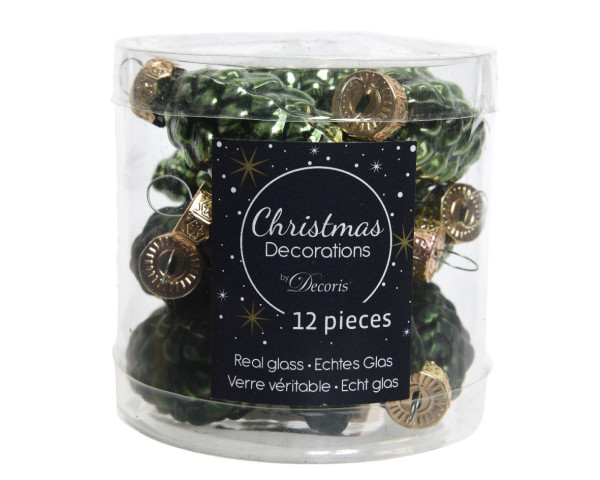 Weihnachtskugel-Box Zapfen PINIENGRÜN in grün aus Glas