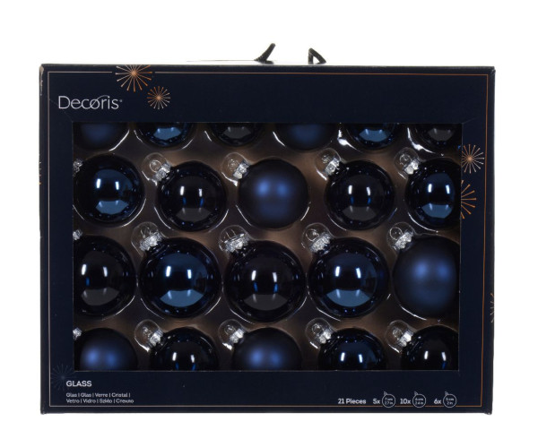 Weihnachtskugel-Box MIDI NACHTBLAU in blau aus Glas