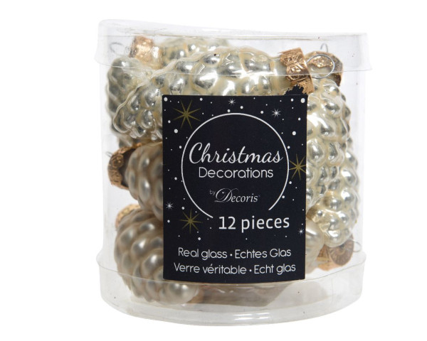 Weihnachtskugel-Box Zapfen PERLE in Perlmutt aus Glas