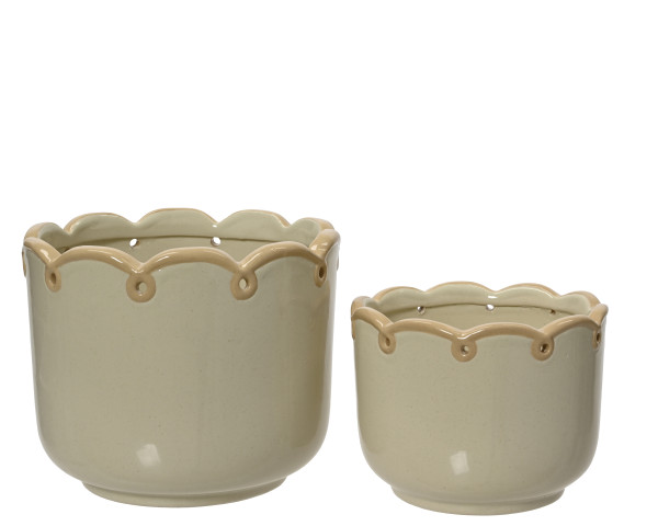 Übertopf in taupe aus Steinzeug