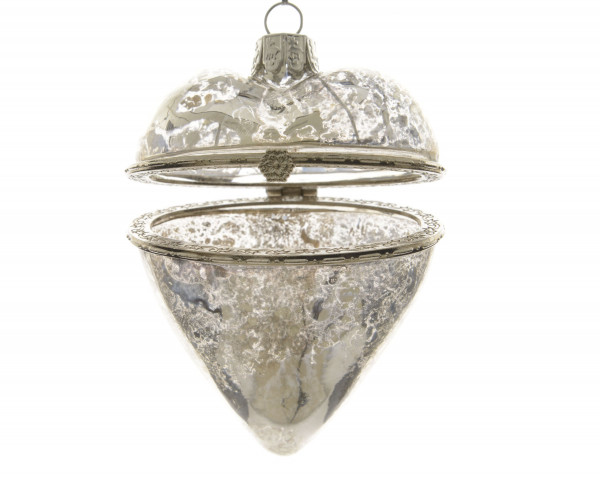 Christbaumschmuck Hänger HERZ silber in silberfarben aus Glas
