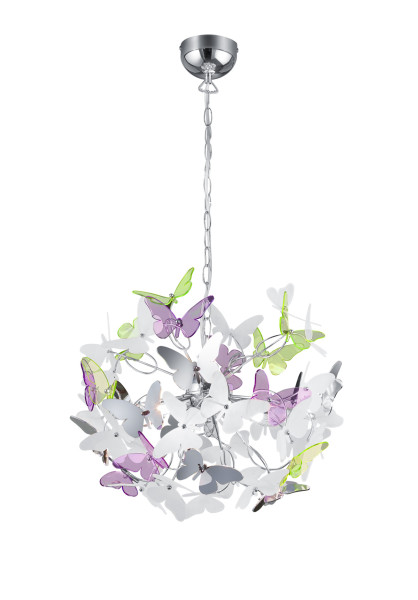 Pendelleuchte BUTTERFLY in silberfarben aus Materialmix