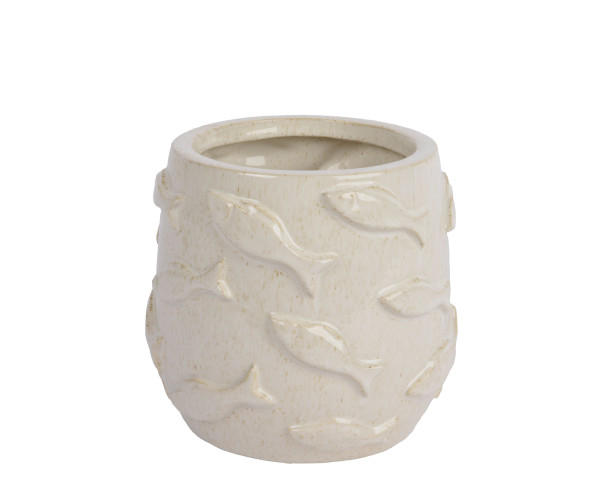 Übertopf FISCHE in weiß aus Porzellan