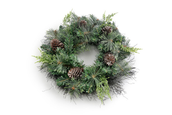 Tannenkranz mit Zapfen in grün aus Kunststoff