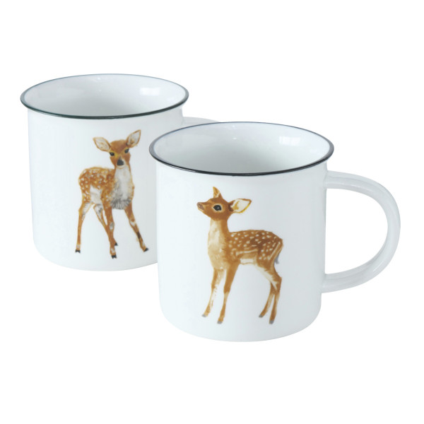 Henkelbecher BAMBI in weiß aus Porzellan