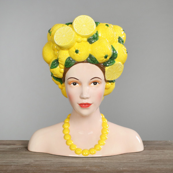 Deko-Büste in gelb aus Keramik