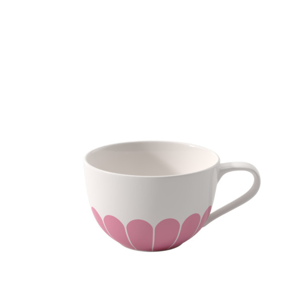 Milchkaffee-Tasse Fleur cassis in pink aus Bone China