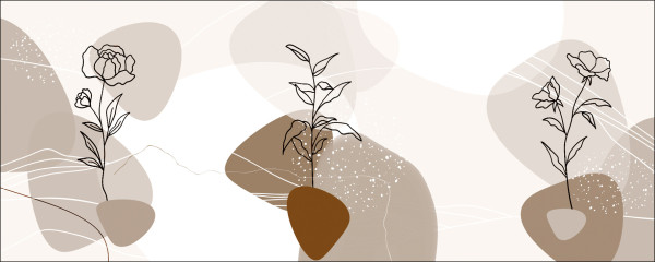 Glasbild LINE ART FLOWERS XII in mehrfarbig aus Glas
