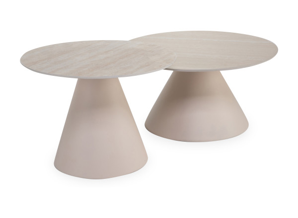 Couchtisch SVEN 2er Set in cremeweiß aus Keramik