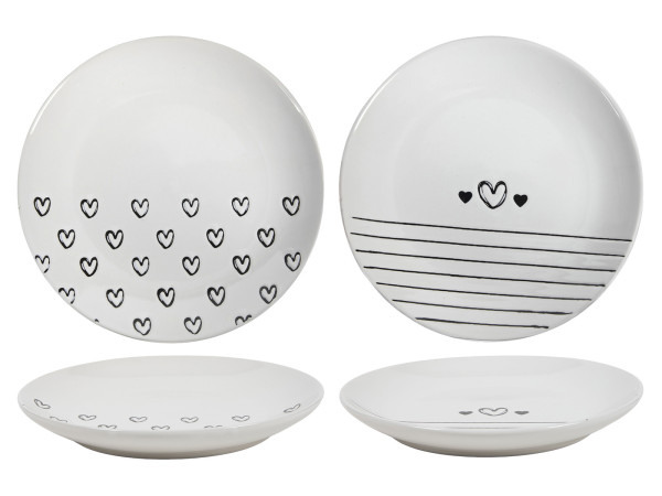 Dessertteller DESIGN HEART in mehrfarbig aus Keramik