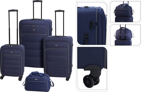 Koffer-Set 4tlg. TRAVEL blau in blau aus Materialmix